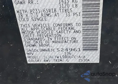 2018 Infiniti Qx60 from USA, damaged, VIN 5N1DL0MN8JC524961